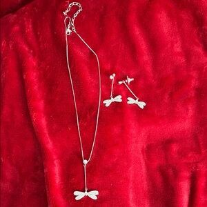 Swarovski Silver Dragonfly Necklace Set